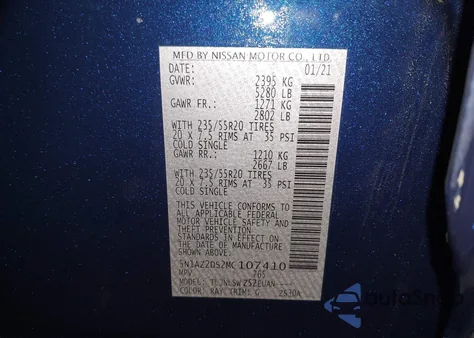 2021 Nissan Murano Platinum из США, поврежденный, VIN 5N1AZ2DS2MC107410